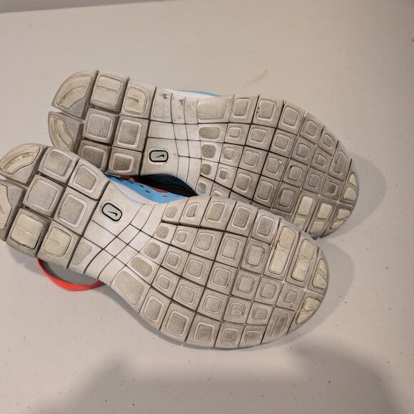Nike Free 5.0 Turquoise Blue and Neon Orange Running Shoes.  Women's Size 8 - Picture 4 of 5